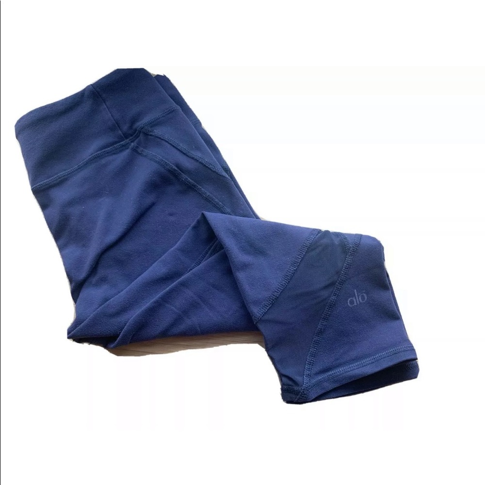 ALO Yoga Capri Yoga Leggings Blue w. Mesh Sz Small